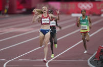 <p>Courtney Frerichs from United States winning silver in 3000 meter steeplechase for women at the Tokyo Olympics, Tokyo Olympic stadium, Tokyo, Japan on August 4, 2021. (Photo by Ulrik Pedersen/NurPhoto via Getty Images)</p> 
