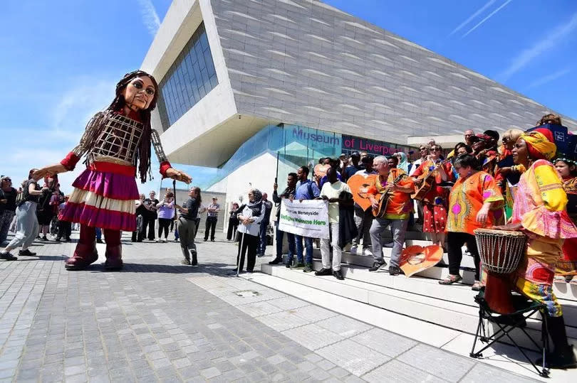 Asylum Link Merseyside's choir at Liverpool Pier Head (Image: Amal)