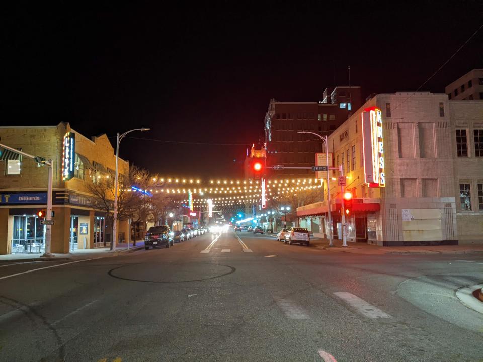 The Kress Building at 700 S. Polk is seen at night in downtown Amarillo.