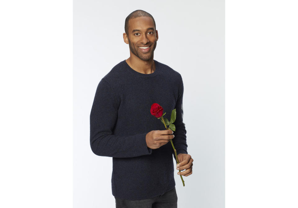 This image released by ABC shows Matt James, who will be the next bachelor on the 25th season of the romance reality series "The Bachelor." (Craig Sjodin/ABC via AP)