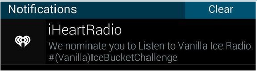 iHeart Radio notification recommending Vanilla Ice