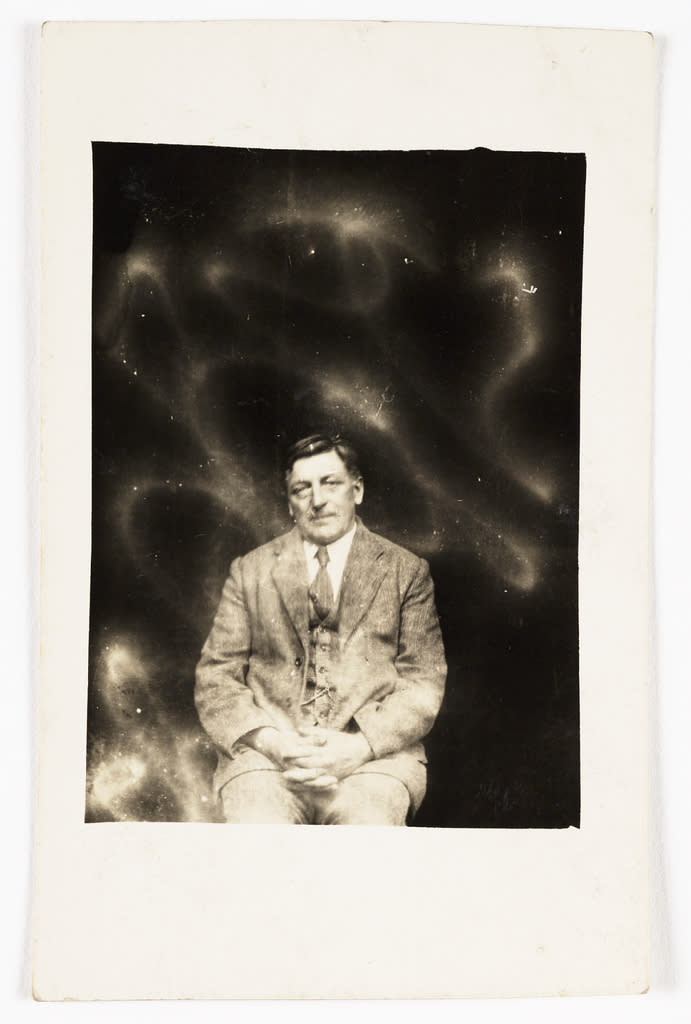 Man surrounded by signs of spirit presence," c. 1920 (William Hope, <a href="http://www.flickr.com/photos/nationalmediamuseum/sets/72157606849278823/with/2780183501/" rel="nofollow noopener" target="_blank" data-ylk="slk:National Media Museum Collection;elm:context_link;itc:0;sec:content-canvas" class="link ">National Media Museum Collection</a>)