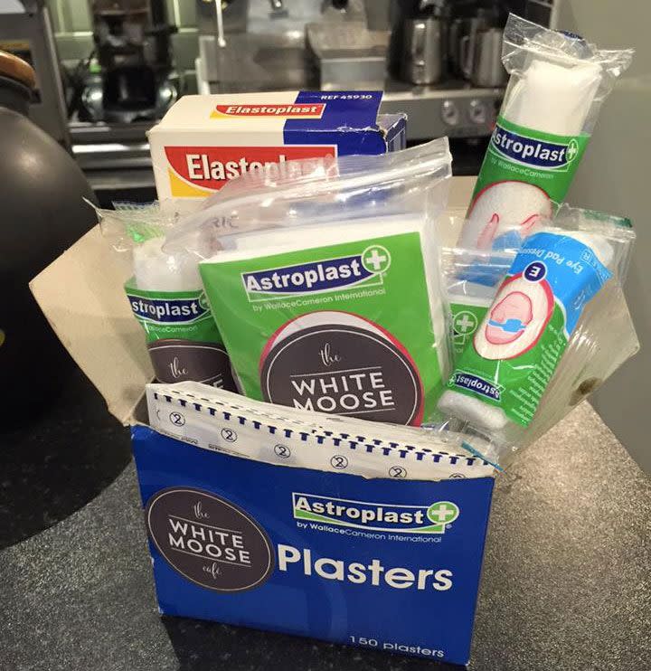 Mr Stenson took a snap of a box of bandages for those who were offended by his comments. Photo: Facebook