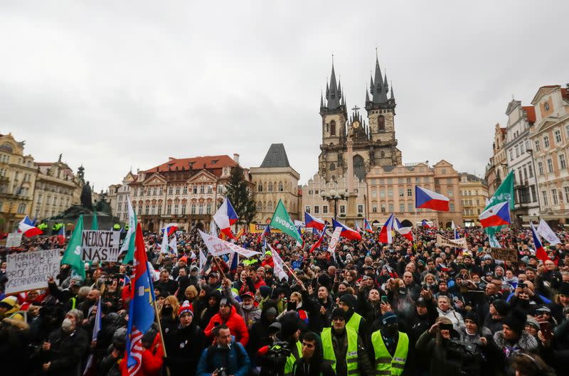 Protest against COVID-19 restrictions, in Prague