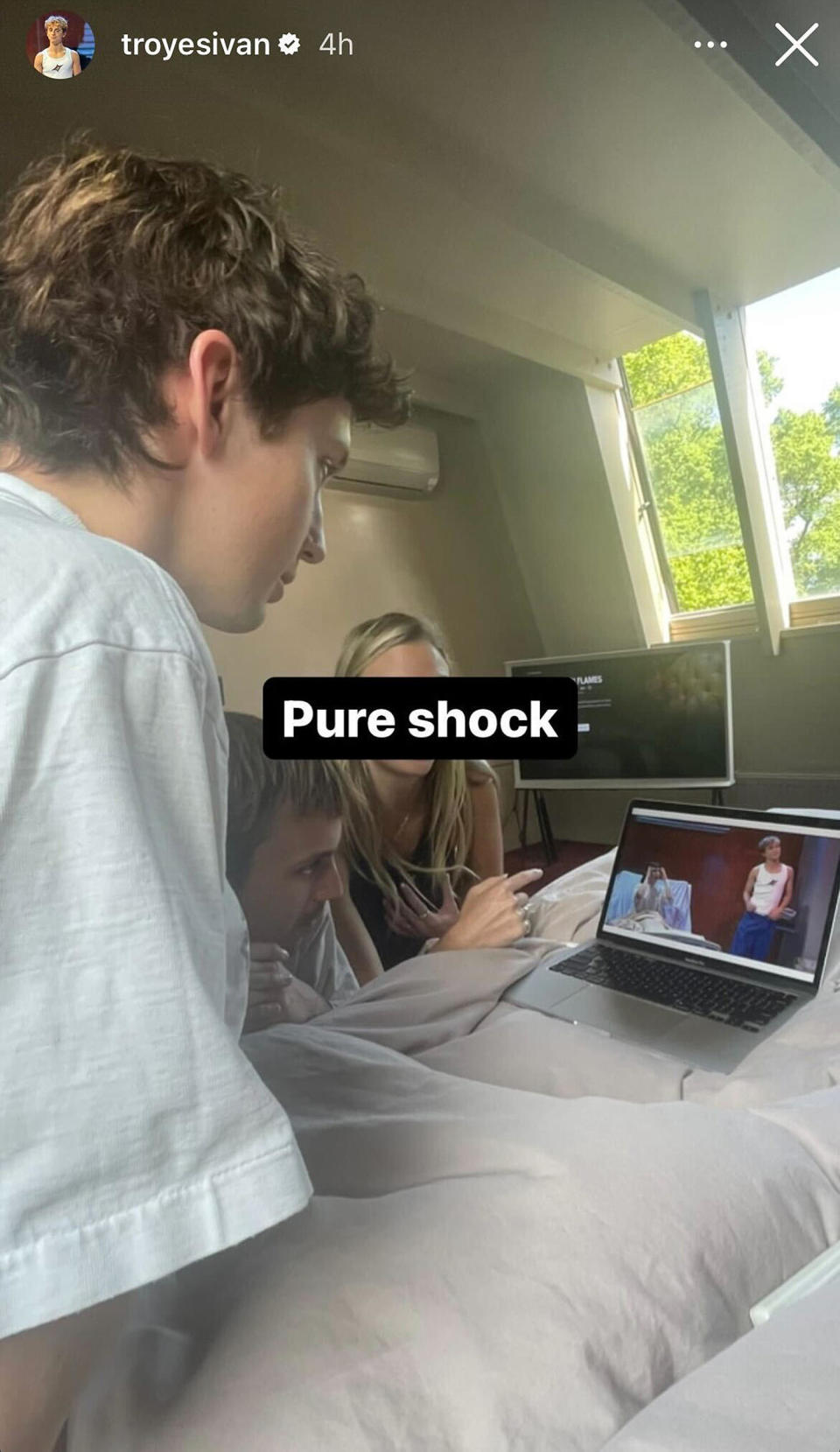 Troye Sivan shared his real-time reaction to the sketch on social media. (Troye Sivan / Instagram)