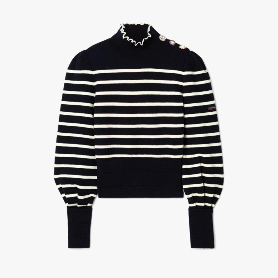 The Marc Jacobs Armor-Lux embellished striped wool turtleneck sweater