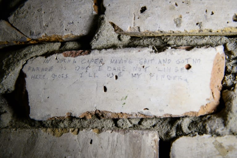 Volunteers clearing the Fan Bay Deep Shelter found traces of the soldiers' lives like graffiti from the latrines making light of the lack of toilet paper; "Parade is due I dare not linger / here goes I'll use my finger," reads one