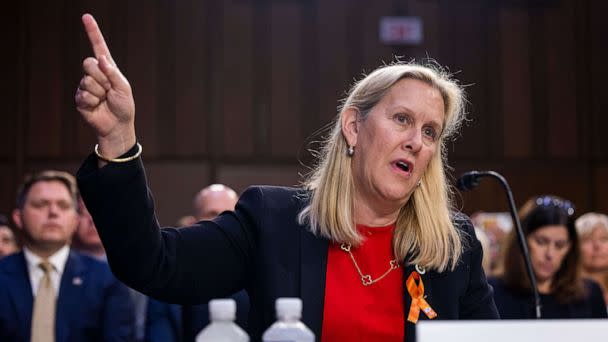 PHOTO: Nancy Rotering, Mayor of Highland Park, Ill., speaks during a Judiciary Committee hearing on civilian access to military-style assault weapons in Washington, D.C, July 20, 2022. (Jim Lo Scalzo/EPA via Shutterstock)