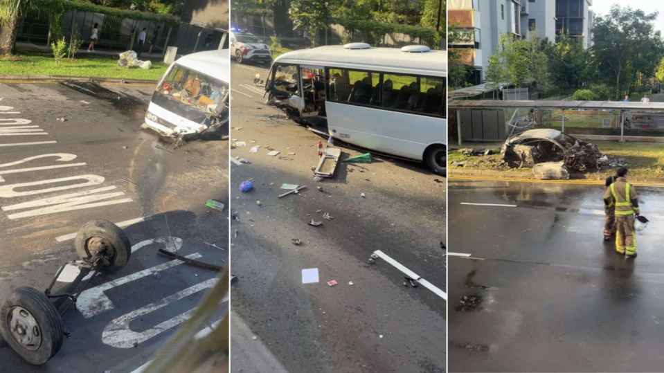Screen grabs from video of Bukit Timah accident (Photos: Instagram/sgfollowsall) 