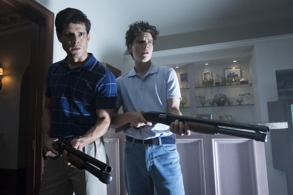 Miles Gaston Villanueva as Lyle Menendez and Gus Halper as Erik Menendez in Monsters: The Lyle and Erik Menendez Story