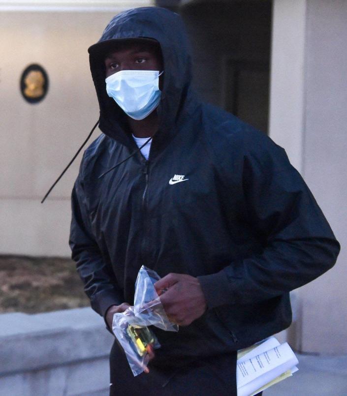 Kansas City Chiefs linebacker Willie Gay leaves the Johnson County detention center after his video appearance in court Thursday, Jan. 20, 2022. Gay was arrested late Wednesday and charged with criminal damage to property totaling less than $1,000.