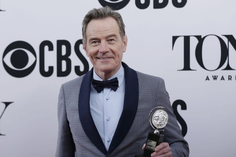 Bryan Cranston, winner of the award for Best Performance by an Actor in a Leading Role in a Play for "Network," arrives in the press room at the 73rd Annual Tony Awards at Radio City Music Hall on June 9, 2019, in New York City. The actor turns 68 on March 7. File Photo by John Angelillo/UPI