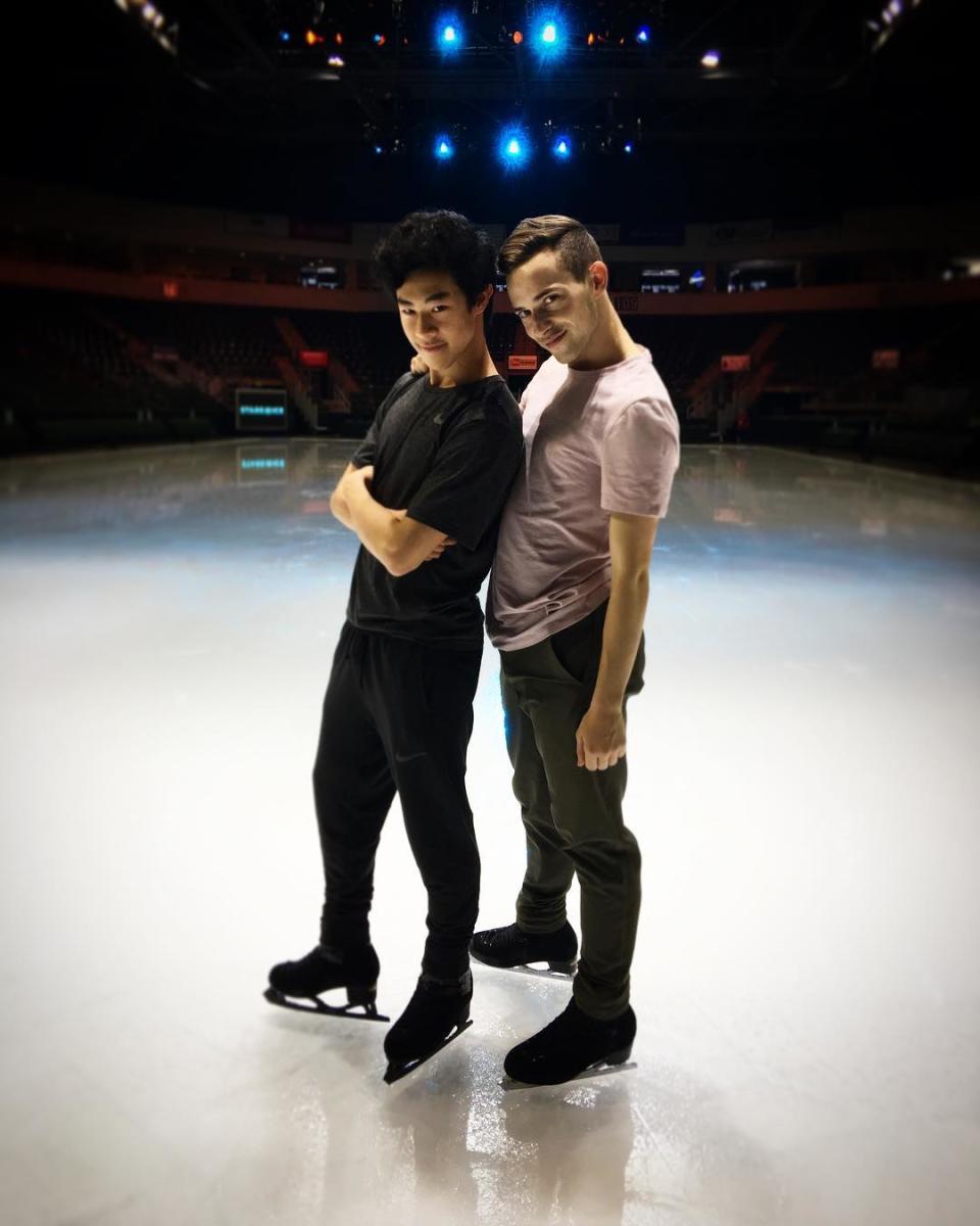 <p>He’s also good friends with fellow American and one of the favorites in the men’s singles event Nathan Chen. Both are first time Olympians. (Photo via Instagram/adaripp) </p>