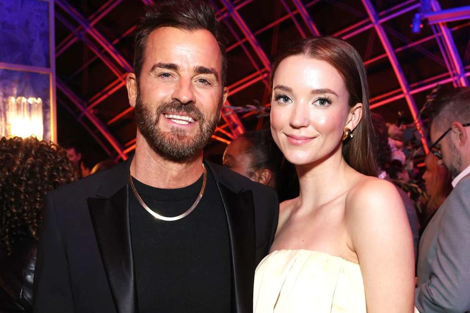 <p>Monica Schipper/GA/The Hollywood Reporter via Getty Images</p> Justin Theroux and Nicole Brydon Bloom attend after party for premiere of Hulu