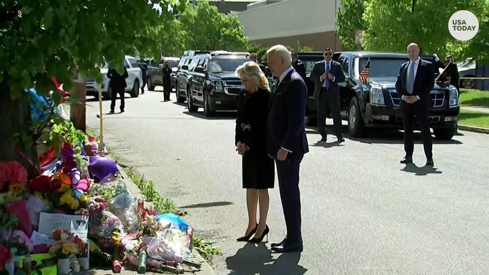 Bidens lay flowers for victims in Buffalo