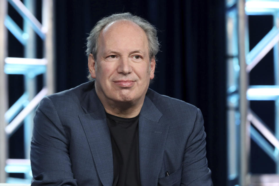 FILE - Hans Zimmer speaks at the BBC America's "Seven Worlds, One Planet" panel during the AMC Networks TCA 2020 Winter Press Tour on Jan. 16, 2020, in Pasadena, Calif. Zimmer and Jacob Shea provide the score for “Planet Earth: A Celebration," premiering on Monday at 8 p.m. ET/7p.m. CT across BBC AMERICA, AMC, SundanceTV and IFC. (Photo by Willy Sanjuan/Invision/AP, File)