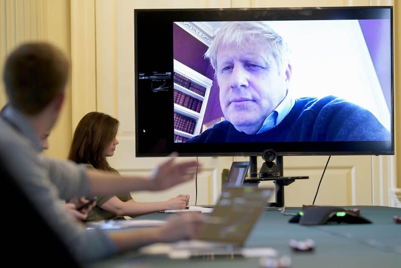 Johnson previously held a meeting remotely after confirming his infection on March 27, 2020. (AP)
