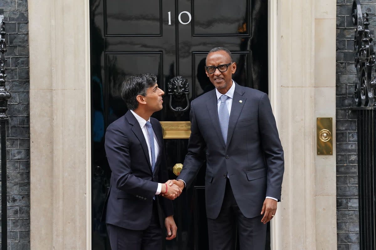 Paul Kagame joined Rishi Sunak in Downing Street  (Stefan Rousseau/PA Wire)