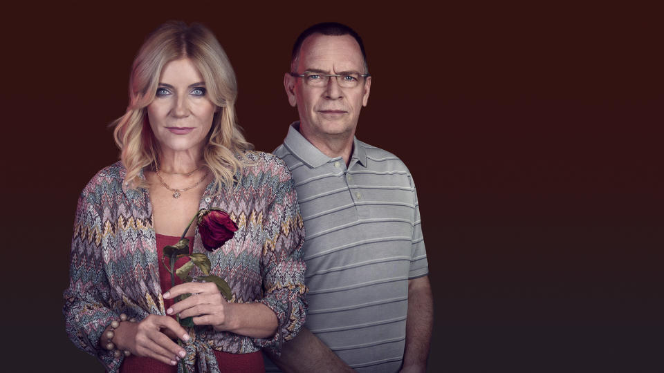 Michelle Collins and Adam Woodyatt are back as Cindy and Ian Beale on EastEnders. (BBC/Jack Barnes/Kieron McCarron)