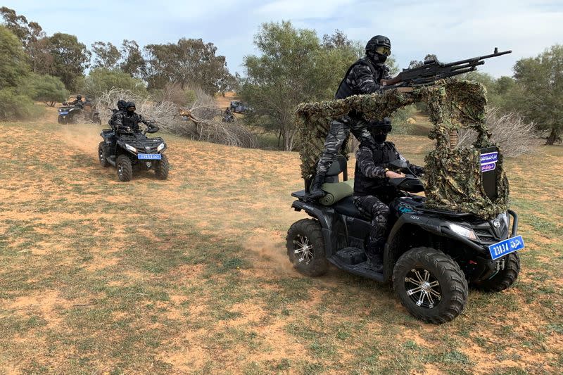 Security forces take part in a training in Tripoli