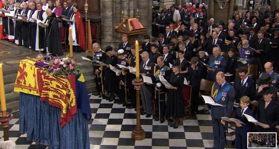 The royal family at the Queen's funeral.