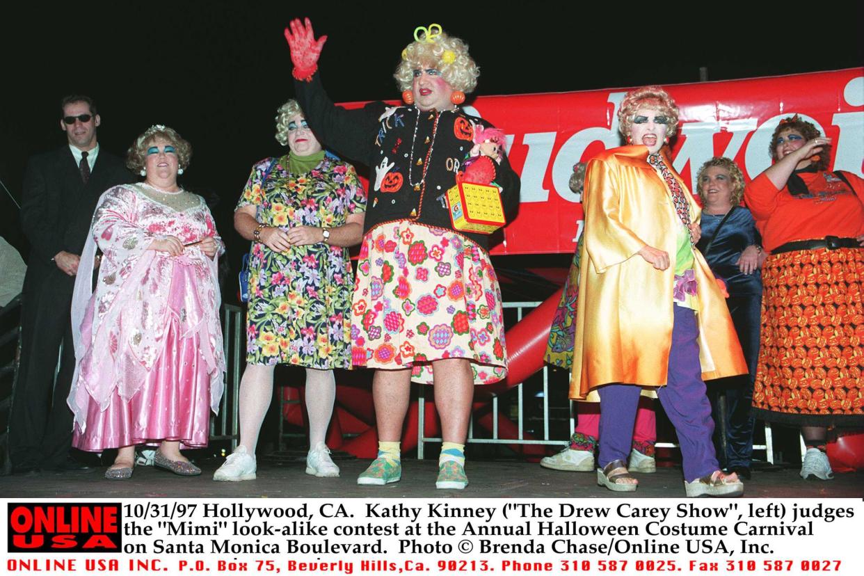 Kathy Kinney ("The Drew Carey Show", left) judges the "Mimi" lookalike