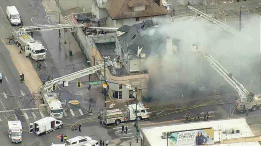 A large fire burning in a home at Colfax and Franklin Street on March 13, 2023