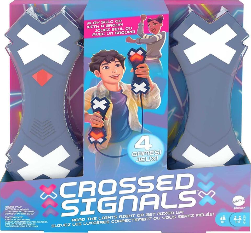 8) Mattel Games Crossed Signals Electronic Game with Pair of Talking Light Wands, Play Solo or with Up to 4 Players, Move Wands Up, Down or Shake, Gift for 8 Year Olds & Up