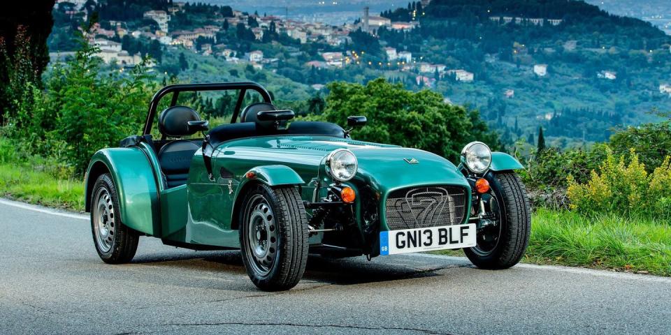 <p>How we wish we got <a href="https://www.caranddriver.com/news/a15368753/caterham-7-160-detailed-powered-by-a-suzuki-turbo-triple-everyman-affordable/" rel="nofollow noopener" target="_blank" data-ylk="slk:the Seven 160;elm:context_link;itc:0;sec:content-canvas" class="link ">the Seven 160</a> in the United States. It has a three-cylinder Suzuki engine with just 80 horsepower, which gets the lightweight Caterham to 60 mph in what seems like a leisurely 6.5 seconds . . . at least for a car that has a variant that can do it in 2.9.</p>