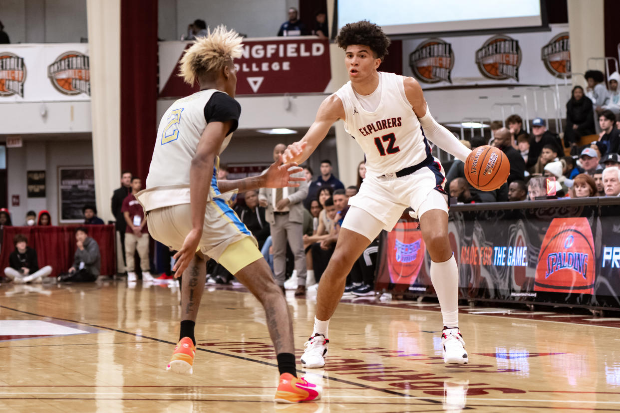 Cameron Boozer, shown during the Hoophall Classic in January, has a standout game at the Border League on Saturday. (Photo by John Jones/Icon Sportswire via Getty Images)