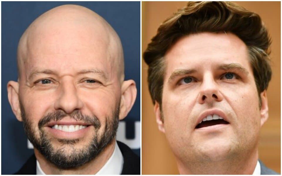 Jon Cryer, left, didn't appreciate Rep. Matt Gaetz (R-Fla.) diminishing his impact on the sitcom "Two And A Half Men." (Photo: Getty)