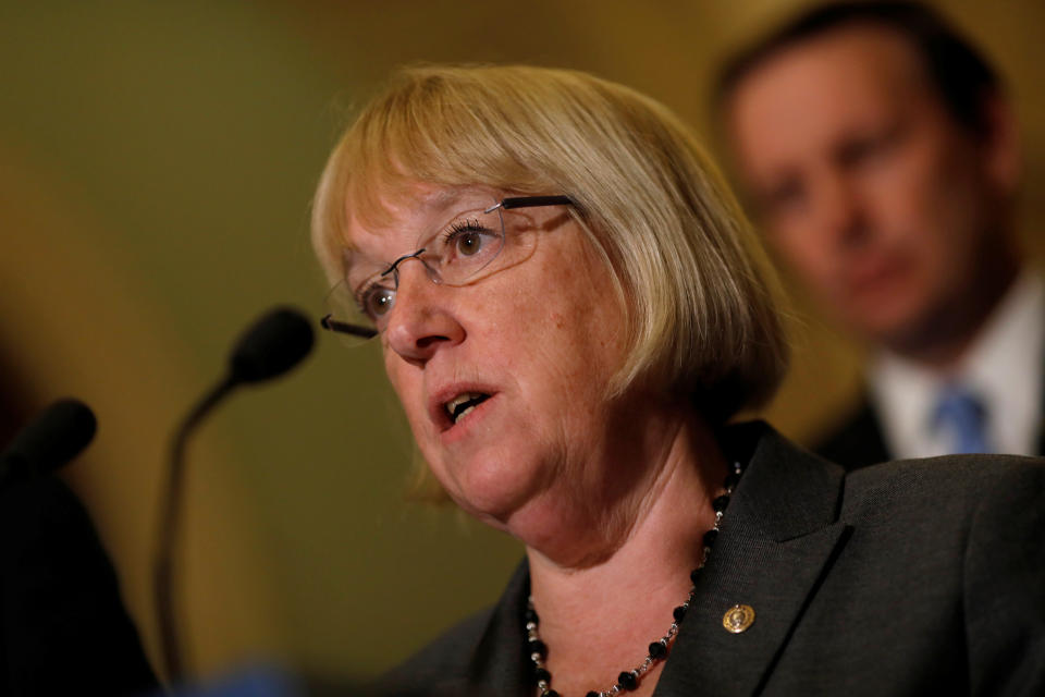 Senator Patty Murray (D-WA) speaks to reporters on following a policy luncheon on Capitol Hill in Washington, D.C., U.S., May 9, 2017. REUTERS/Aaron P. Bernstein