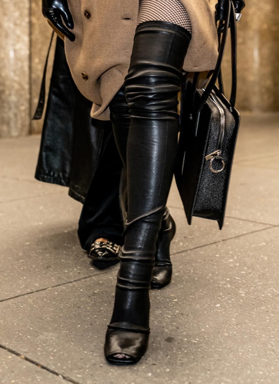 NEW YORK, NEW YORK - SEPTEMBER 10: Madonna, shoe detail, is seen leaving Luar Fashion show during New York Fashion Week at Rockefeller Plaza on September 10, 2024 in New York City. (Photo by Gilbert Carrasquillo/GC Images)