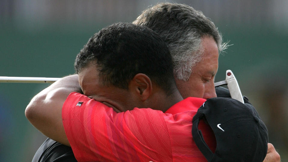 Tiger Woods and Steve Williams after his 2006 Open victory