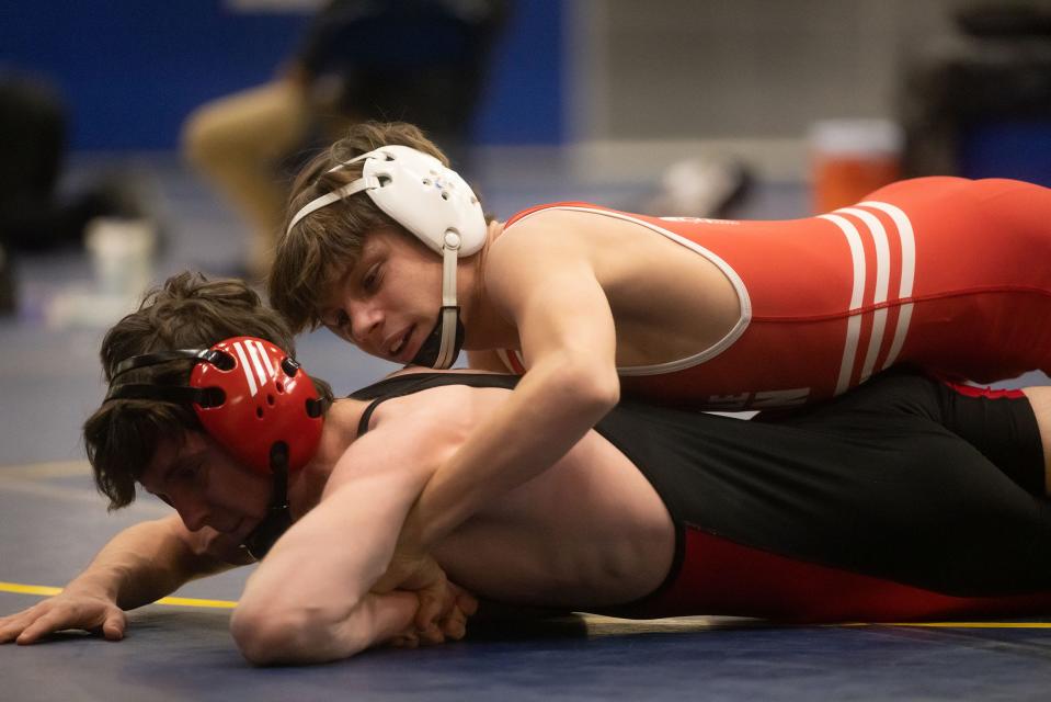 Trevor Hott wrestles during the Mooresville Holiday Classic tournament. 