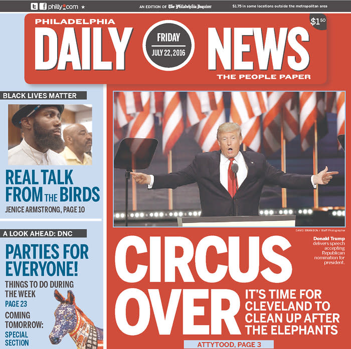 CIRCUS OVER - PHILADELPHIA DAILY NEWS