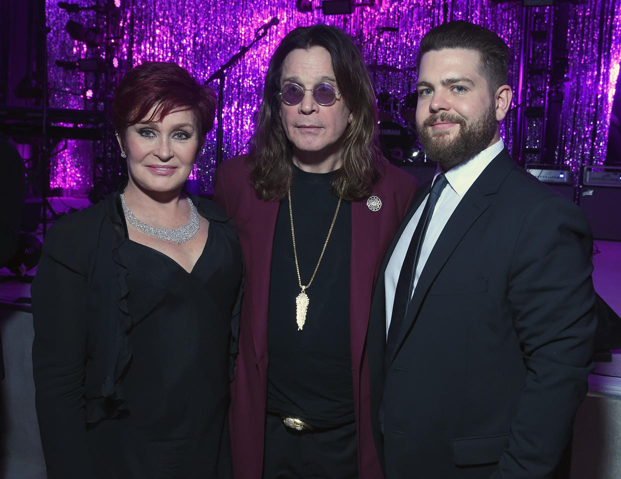 Sharon Osbourne, musician Ozzy Osbourne, and Jack Osbourne attend the 23rd Annual Elton John AIDS Foundation Academy Awards Viewing Party on February 22, 2015 in Los Angeles, California.  (Photo by Dimitrios Kambouris/Getty Images  for EJAF)