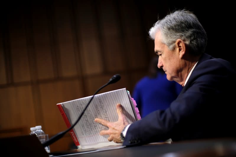 Federal Reserve Board Chairman Jerome Powell testifies before a Joint Economic Committee hearing on "The Economic Outlook" on Capitol Hill in Washington