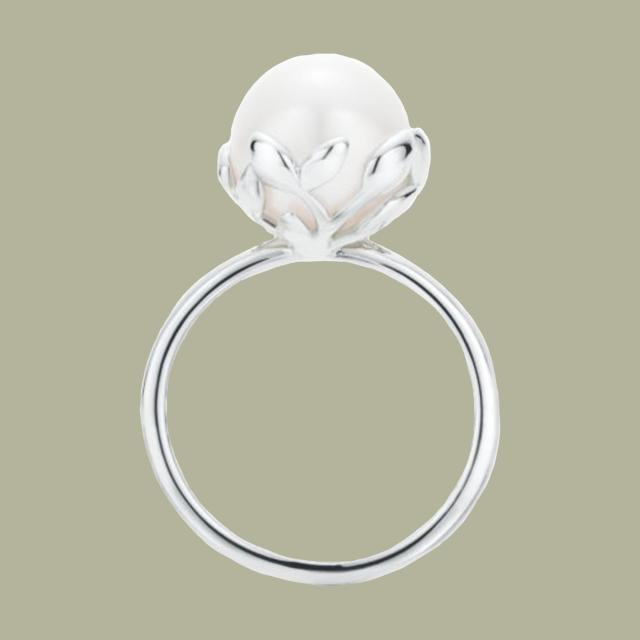 Paloma Picasso Olive Leaf Ring in 18K Gold with A Freshwater Cultured Pearl, Size: 8 1/2