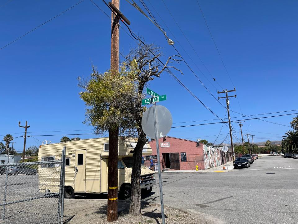 The intersection of Alelia and Azahar streets in Saticoy.