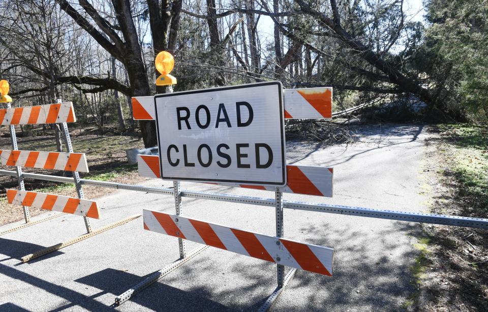 A bridge on Hackett Road in Spartanburg County is closed. This is a picture of the area on Jan. 11, 2024.