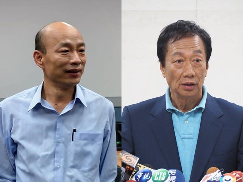 對於媒體民調數字，高雄市長韓國瑜與鴻海董事長郭台銘各有見解。(RTI合成圖)