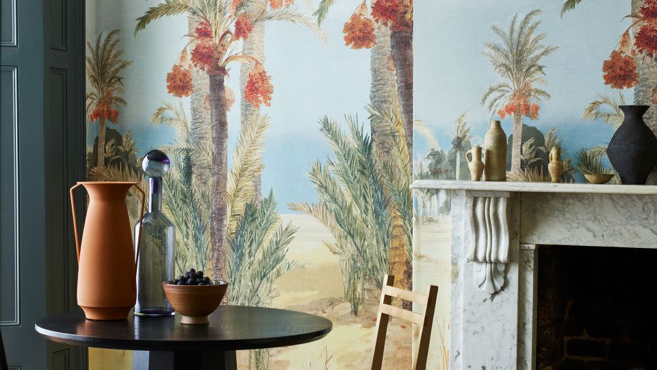 1838 Wallcovering's "Date Palm Mural" was inspired by a V&A archive piece by Elijah Walton, who took inspiration from travels to Egypt in the 1860s. - Courtesy 1838 Wallcoverings