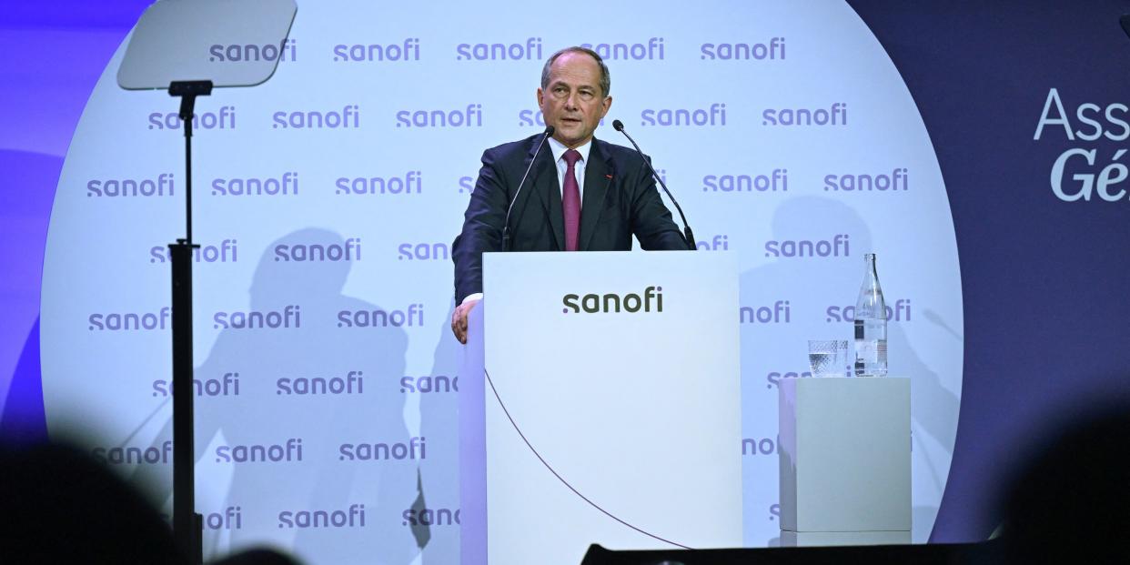 Frederic Oudea, CEO von Sanofi, während der Hauptversammlung der Aktionäre am 30. April 2024 in Paris.<span class="copyright">MIGUEL MEDINA/AFP via Getty Images</span>