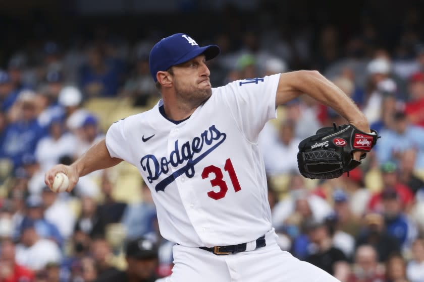 Los Angeles, CA - October 06: Los Angeles Dodgers starting pitcher Max Scherzer.