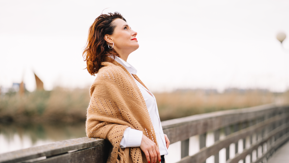 Woman looking up at the sky