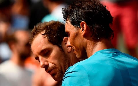 Rafa Nadal swats aside Richard Gasquet - Credit: AFP