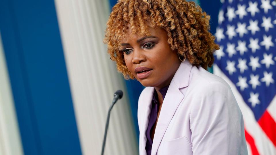 White House Press Secretary Karine Jean-Pierre speaks during a daily news briefing at the James S. Brady Press Briefing Room of the White House on July 08, 2024, in Washington, D.C. (Photo by Anna Moneymaker/Getty Images) (Anna Moneymaker/Getty Images)