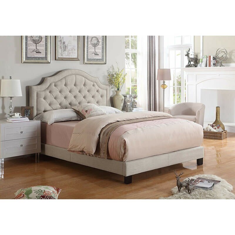 Find this Swanley Tufted Upholstered Low Profile Standard Bed <a href="https://fave.co/3ox7mLX" target="_blank" rel="noopener noreferrer">on sale for $235 (normally $498) at Wayfair.</a>