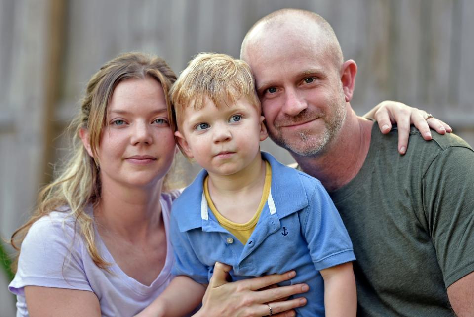 Paris Bean and Jason Fisher with their son, Brenden. Now 4 years old, Brenden overdosed in 2021 on an anti-seizure drug incorrectly dispensed by a CVS pharmacy in Sarasota, Florida.